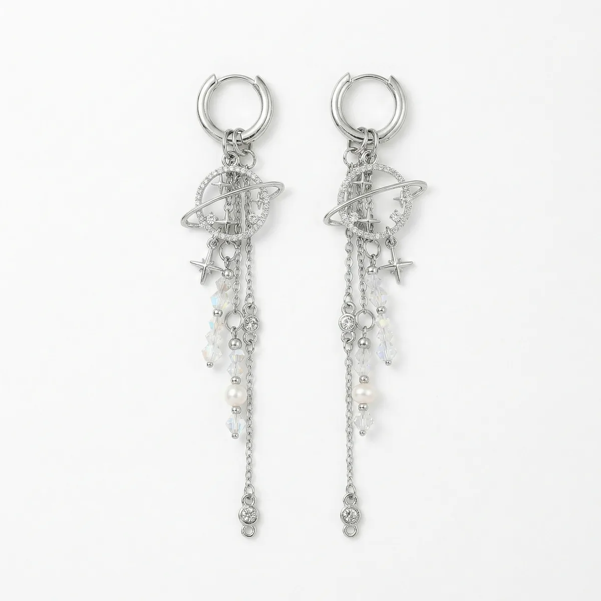 Серьги "Белые звёзды"